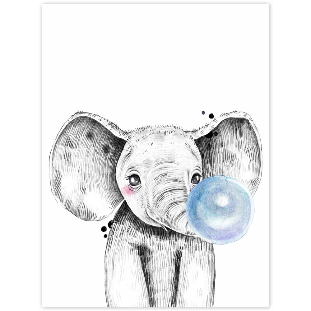 Tablou pe perete - Elefant cu bule albastre
